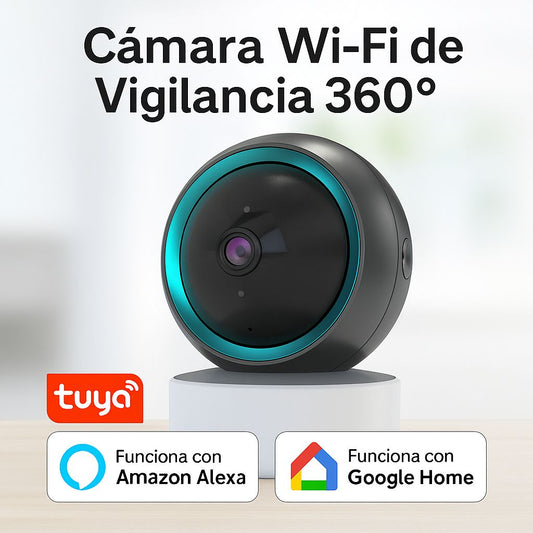 Cámara de Seguridad WiFi 360° Inteligente con Visión Nocturna, Audio Bidireccional y App Tuya | Full HD 1080p