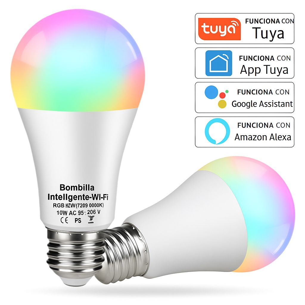 Bombilla inteligente WiFi RGB E27 | Control por móvil y voz
