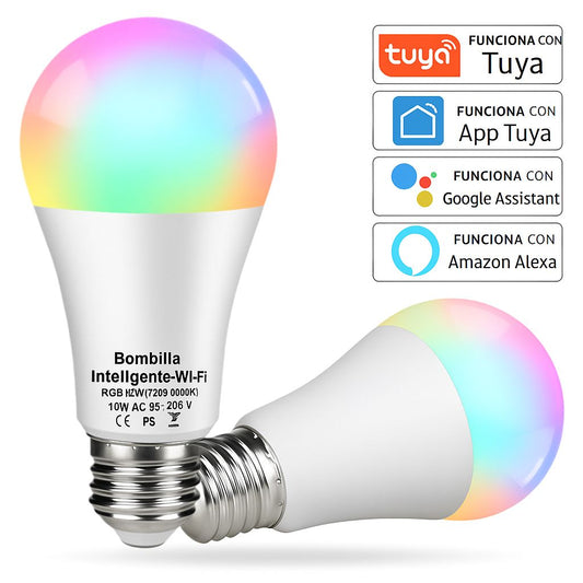 Bombilla inteligente WiFi RGB E27 | Control por móvil y voz