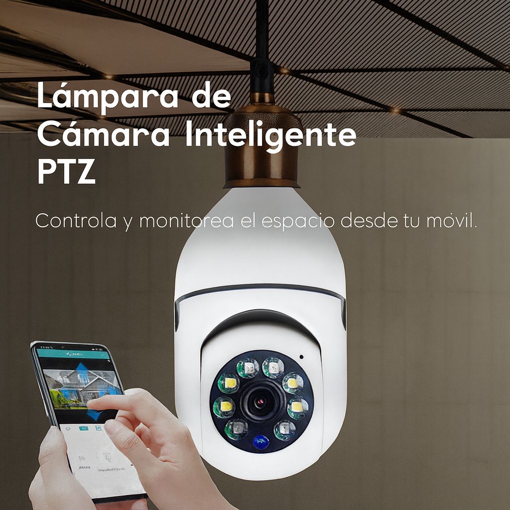 Cámara Bombilla Inteligente WiFi 1080p | Visión 360°, Audio Bidireccional y Control Remoto por App