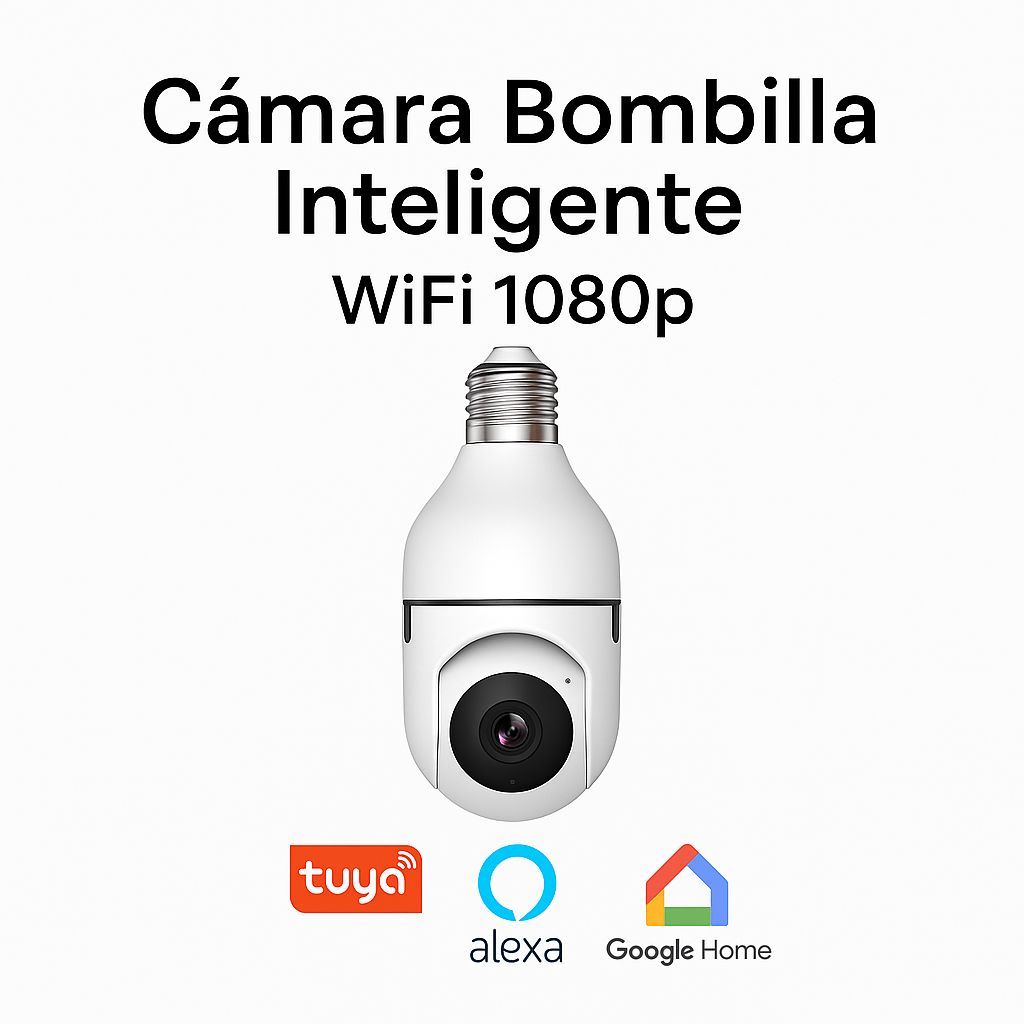 Cámara Bombilla Inteligente WiFi 1080p | Visión 360°, Audio Bidireccional y Control Remoto por App