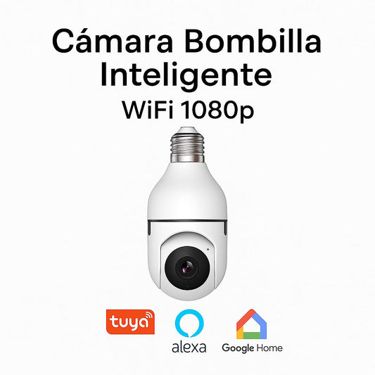 Cámara Bombilla Inteligente WiFi 1080p | Visión 360°, Audio Bidireccional y Control Remoto por App