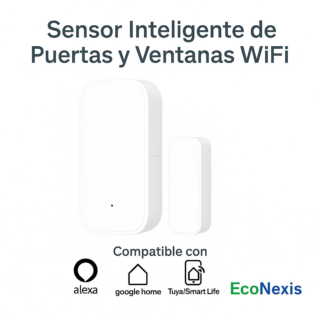 Sensor de Puerta y Ventana Inteligente WiFi – Compatible con Tuya, Alexa y Google Home